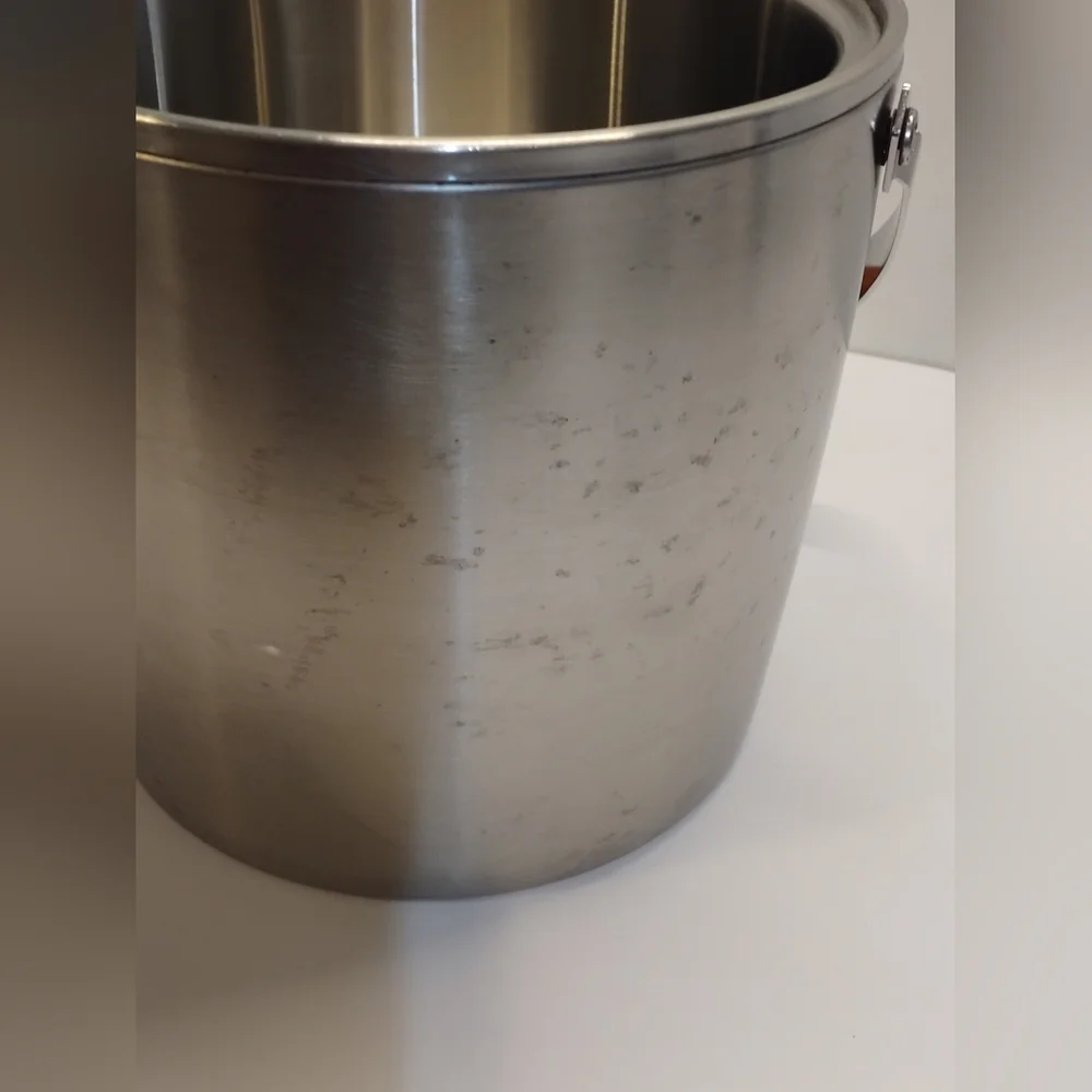 Vintage MCM West Bend Ice Butler Ice Bucket Stainless Steel Wood Knob Handle